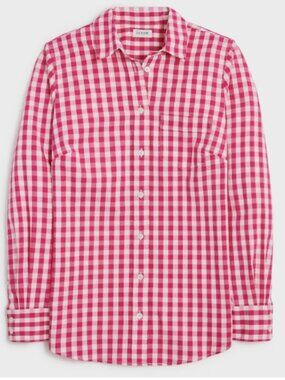J. Crew Factory Pink Gingham Button-Front Shirt Size Small